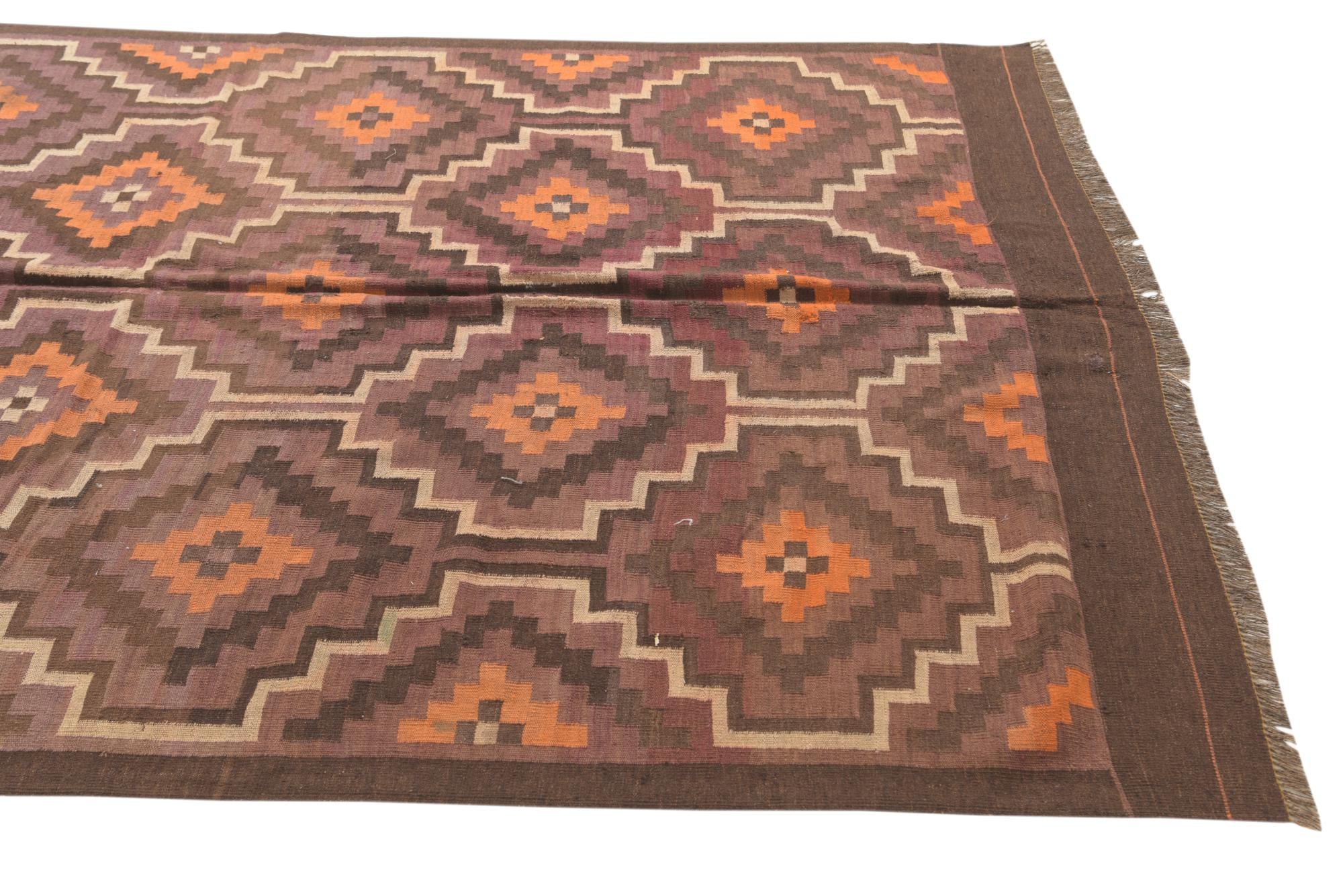 6' 2 x 14' 9 Hand Woven Kilim Fars Wool Runner Rug