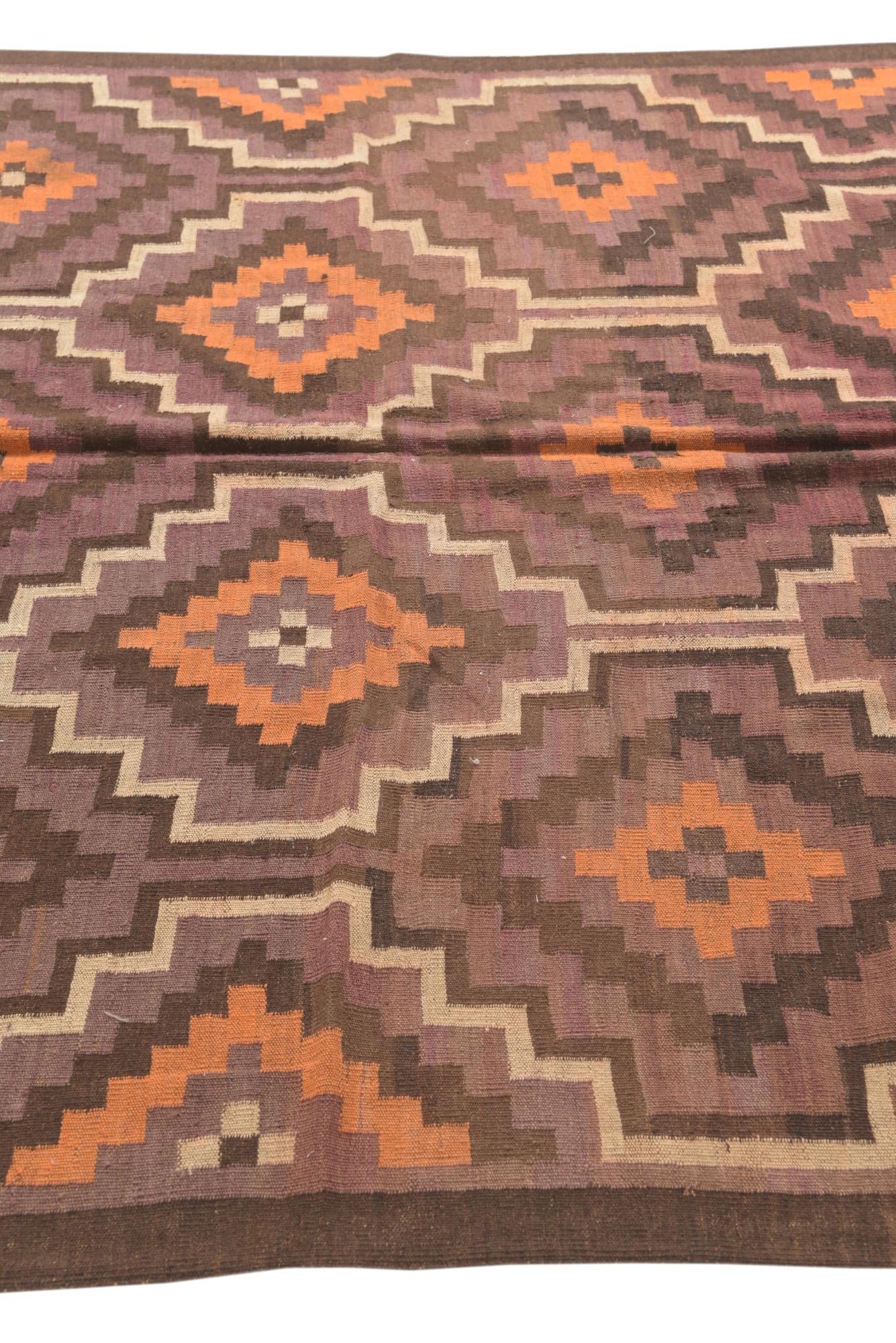 6' 2 x 14' 9 Hand Woven Kilim Fars Wool Runner Rug