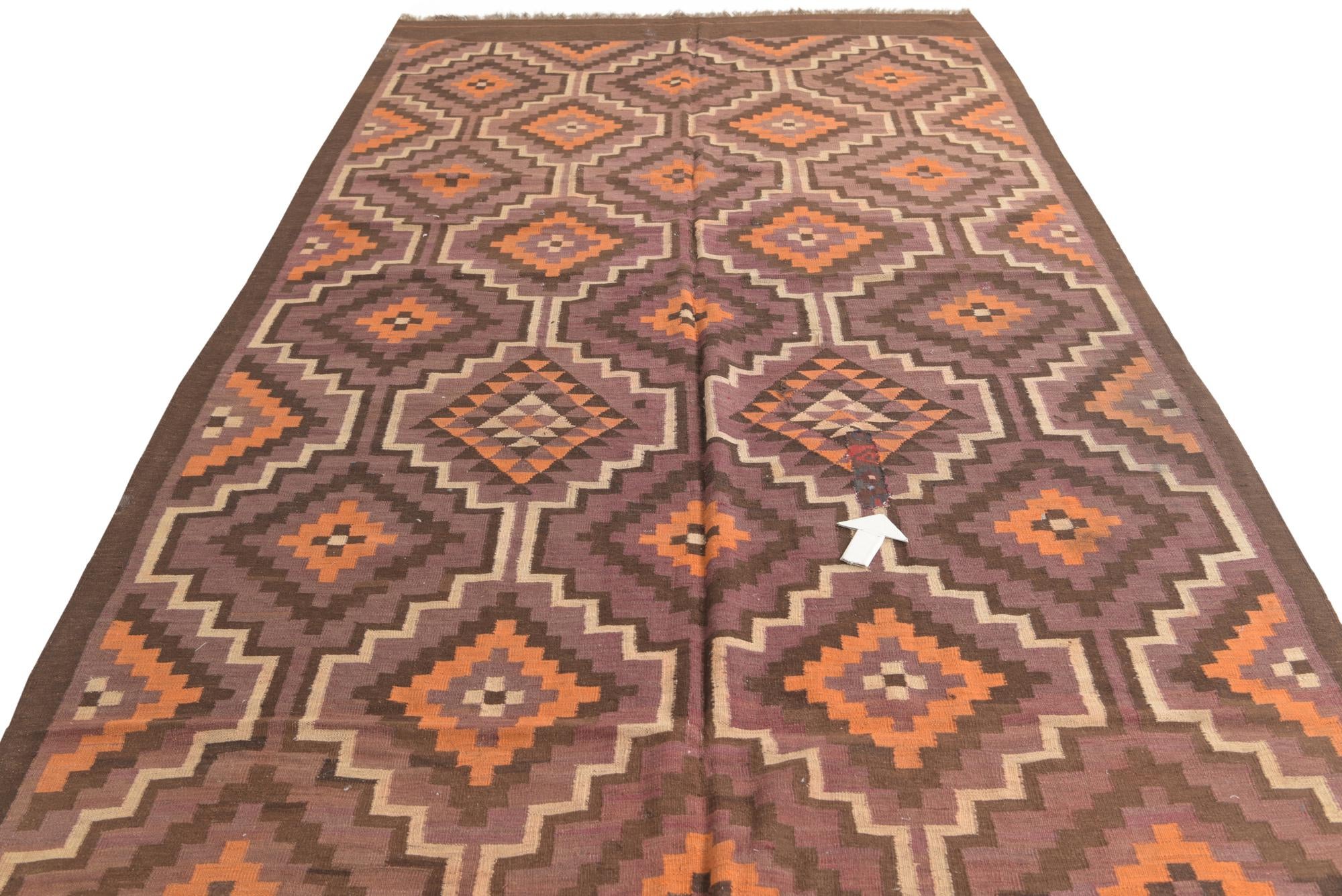 6' 2 x 14' 9 Hand Woven Kilim Fars Wool Runner Rug