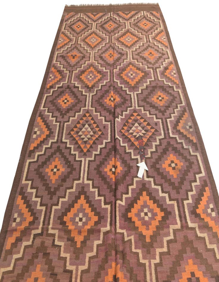 Detail image of 6' 2 x 14' 9  Hand Woven Kilim Fars Wool Runner Rug