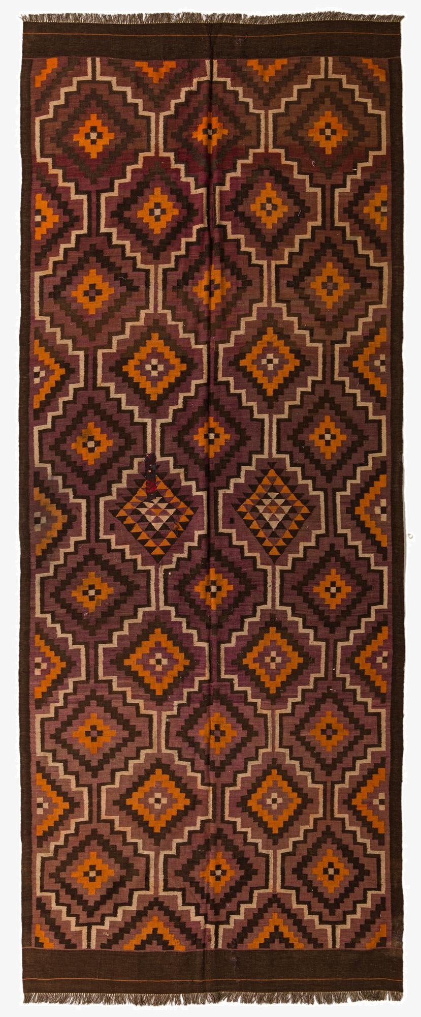 6' 2 x 14' 9  Hand Woven Kilim Fars Wool Runner Rug