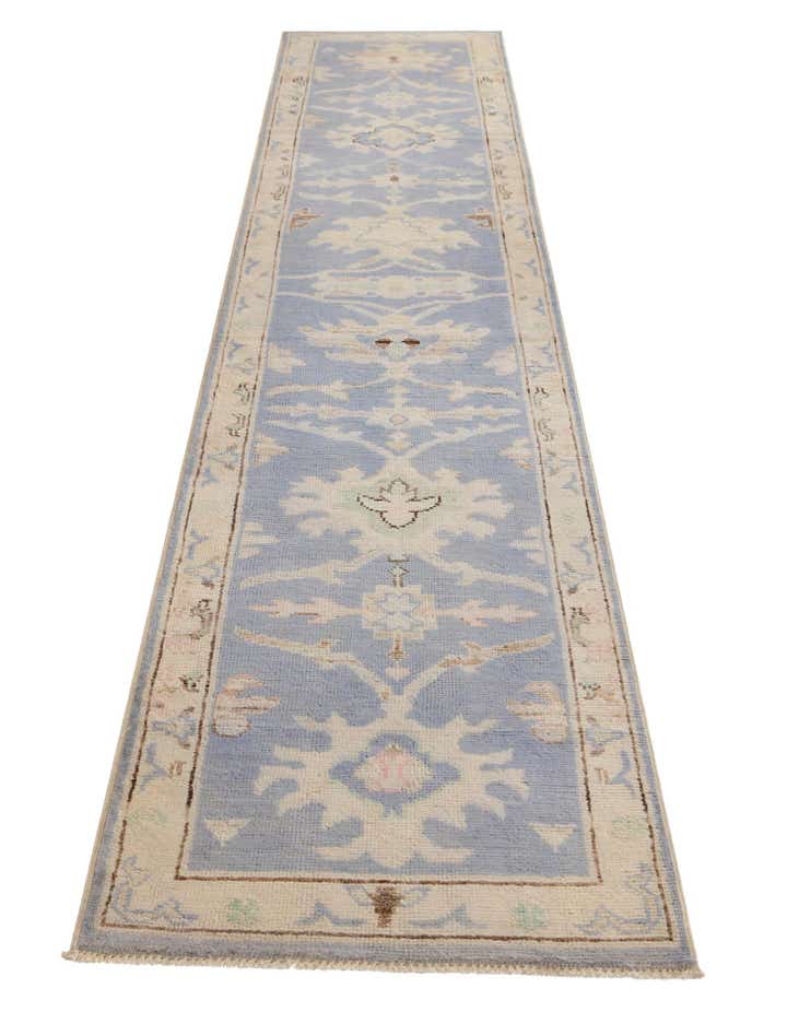2' 7 x 12' 1 Hand Knotted Oushak Wool Runner Rug