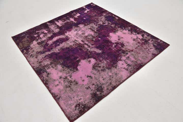 5' x 5' 2 Hand Knotted Ultra Vintage Persian Wool Square Rug