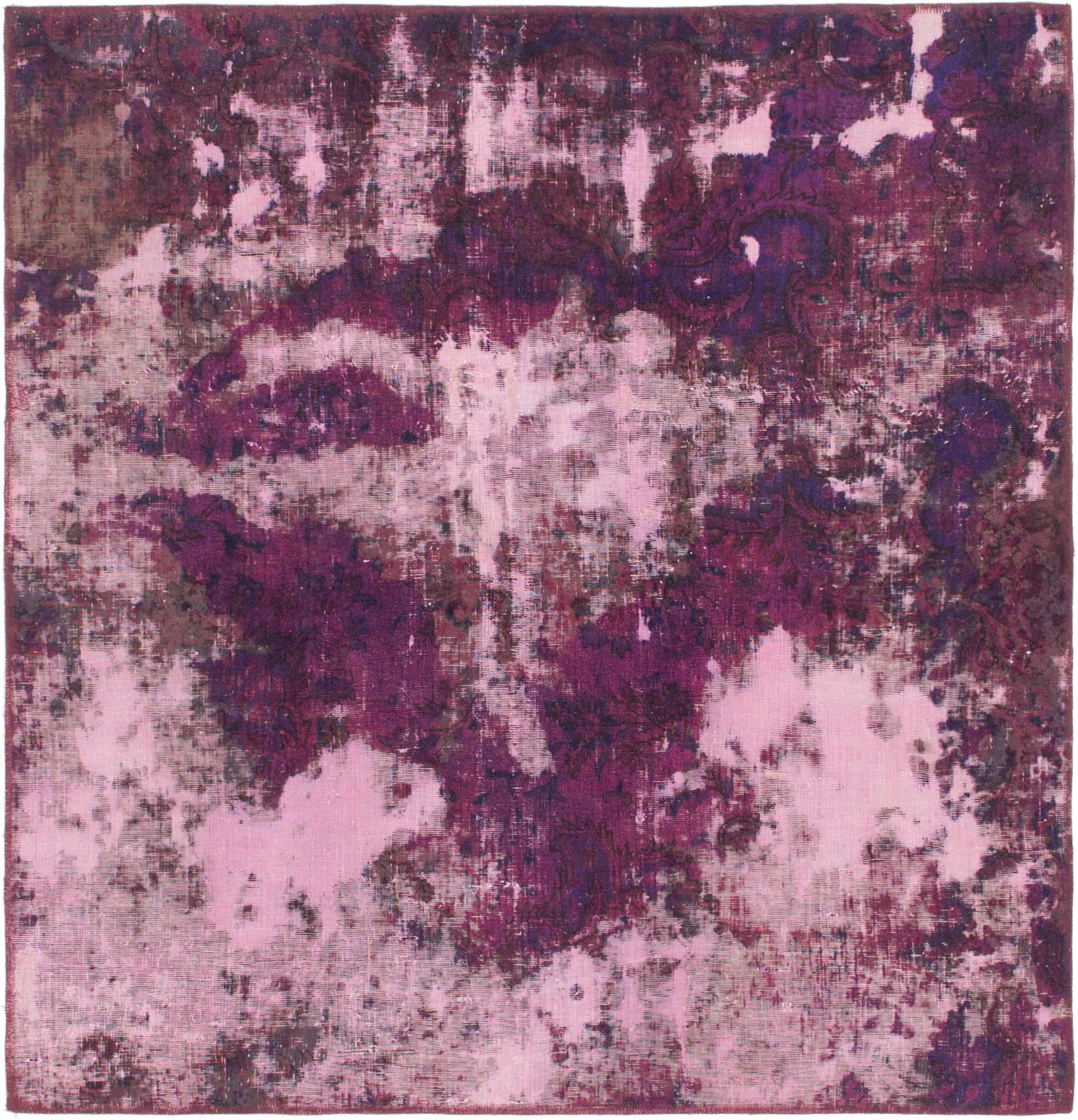 5' x 5' 2 Hand Knotted Ultra Vintage Persian Wool Square Rug