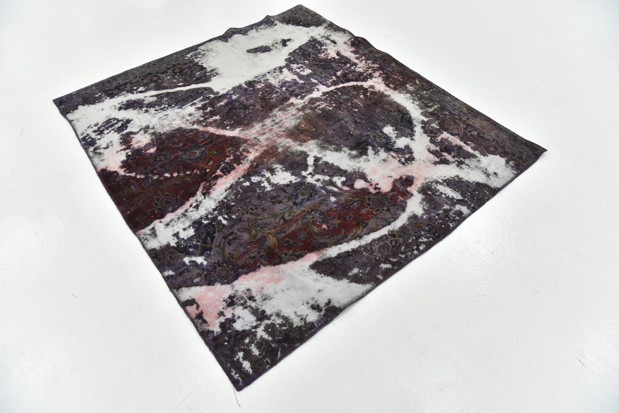 5' x 5' 7 Hand Knotted Ultra Vintage Persian Wool Square Rug