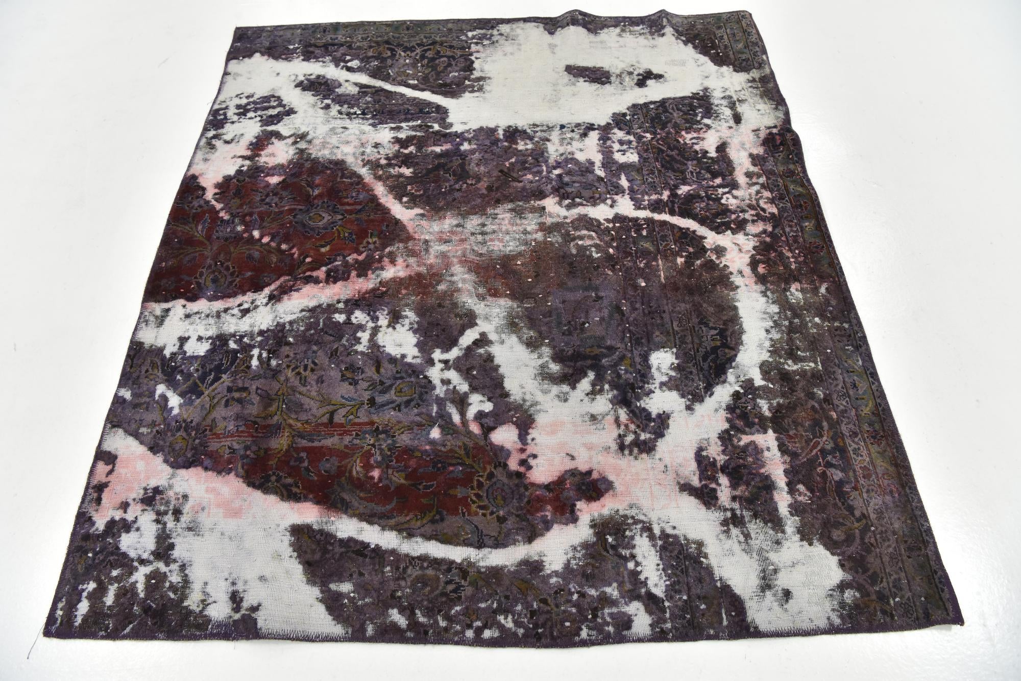 5' x 5' 7 Hand Knotted Ultra Vintage Persian Wool Square Rug