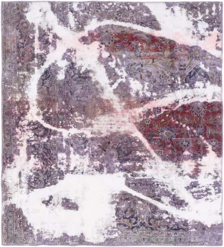 5' x 5' 7 Hand Knotted Ultra Vintage Persian Wool Square Rug