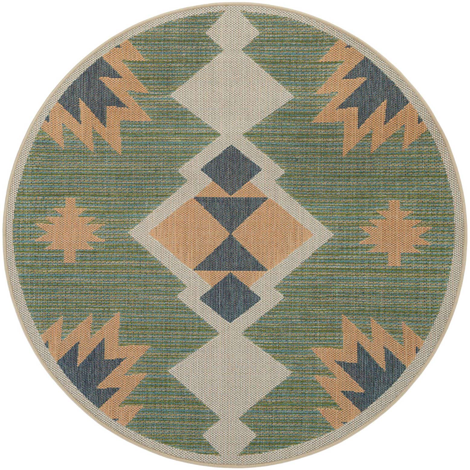 6' x 6' Warbler · Diamond Outdoor Rug, green