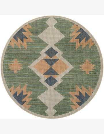 6' x 6' Warbler · Diamond Outdoor Rug, green