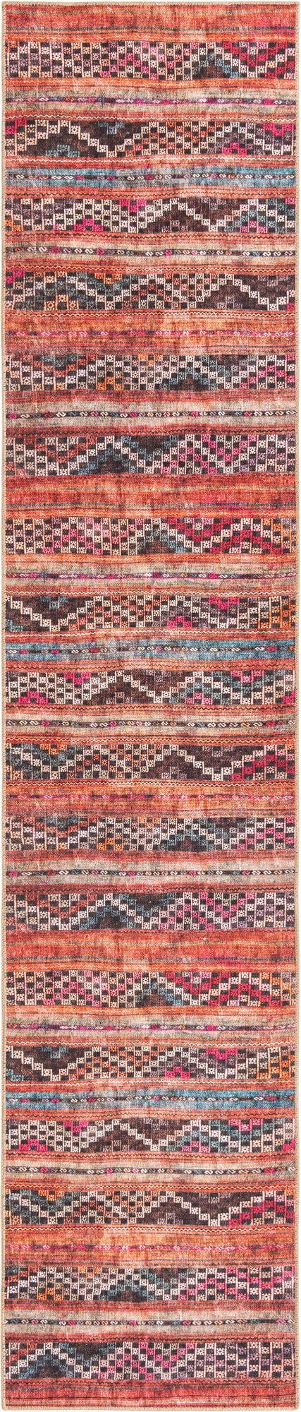 Wetherby · Tribal striped Washable Rug, rust and black