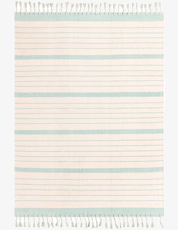 White and Aqua Hand Woven Chindi Cotton Rug