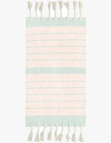 White and Aqua Hand Woven Chindi Cotton Rug