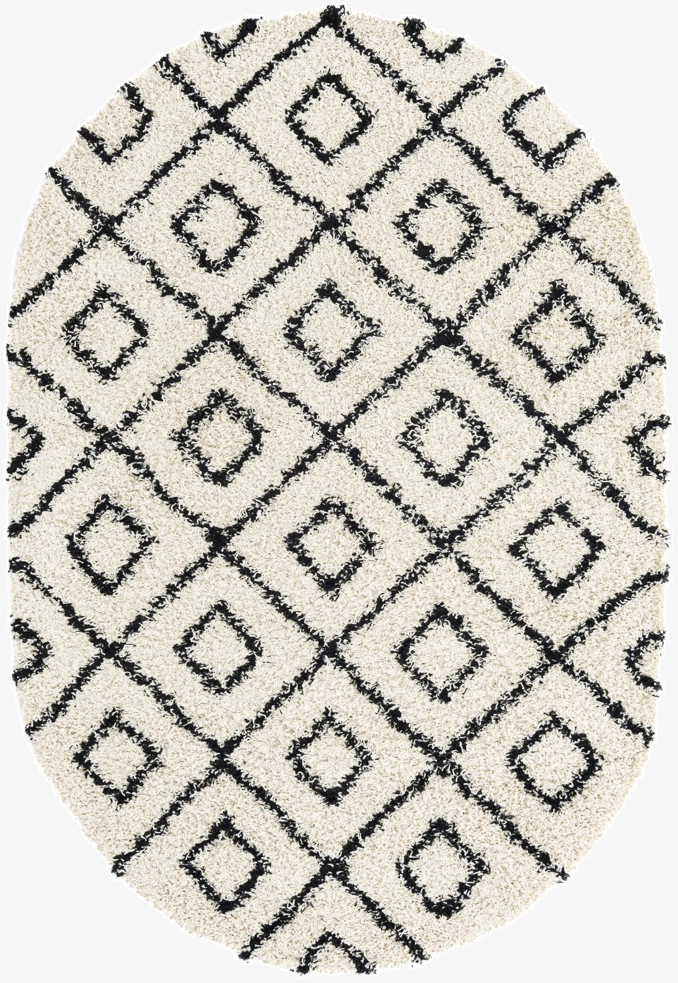 160cm x 245cm Trellis Shag Oval Rug