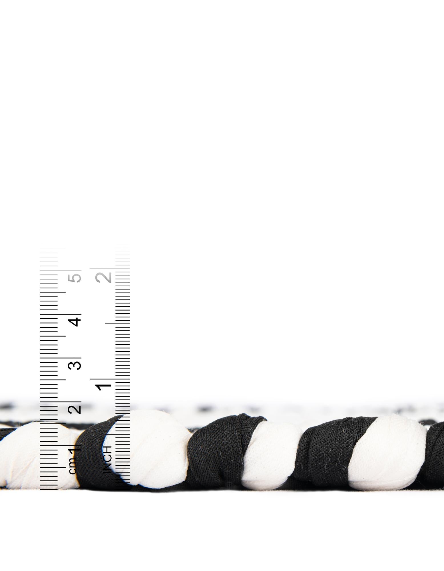 Custom White and Black Hand Woven Chindi Jute Rug