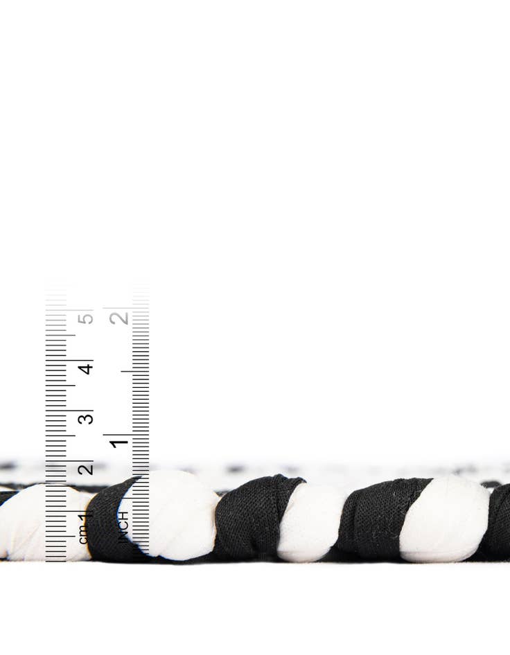 Detail image of Custom White and Black Hand Woven Chindi Jute Rug