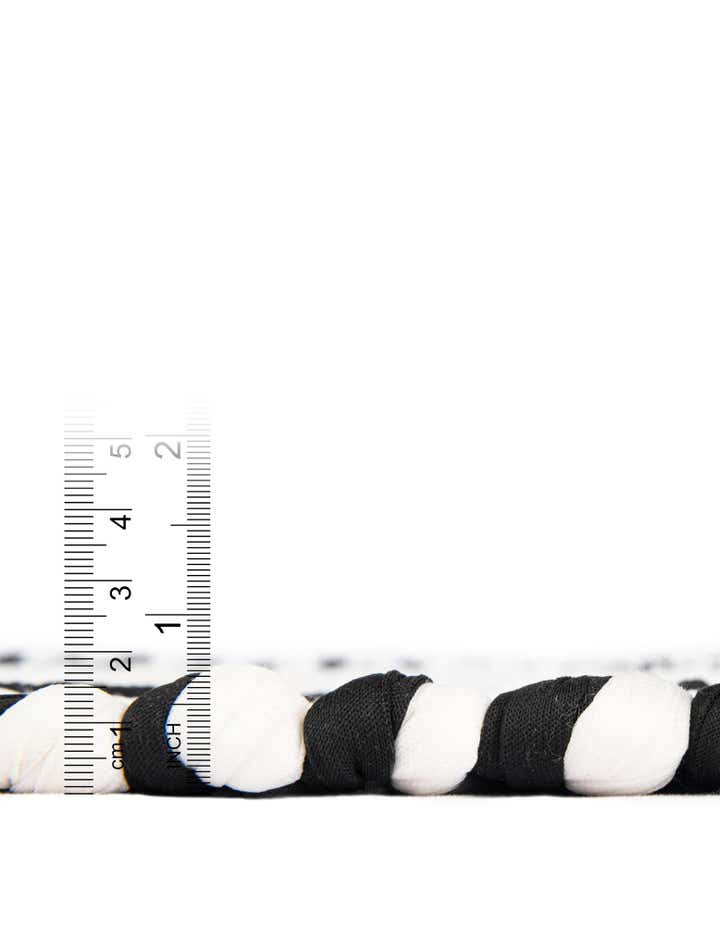 Custom White and Black Hand Woven Chindi Jute Rug