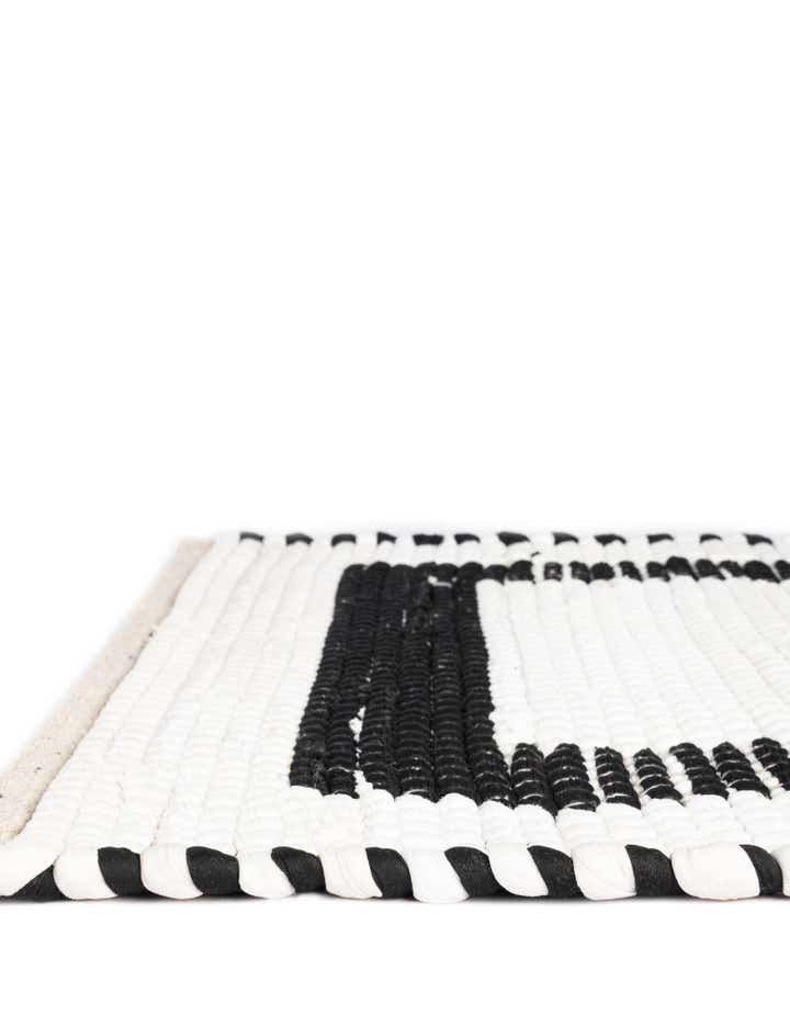 Custom White and Black Hand Woven Chindi Jute Rug
