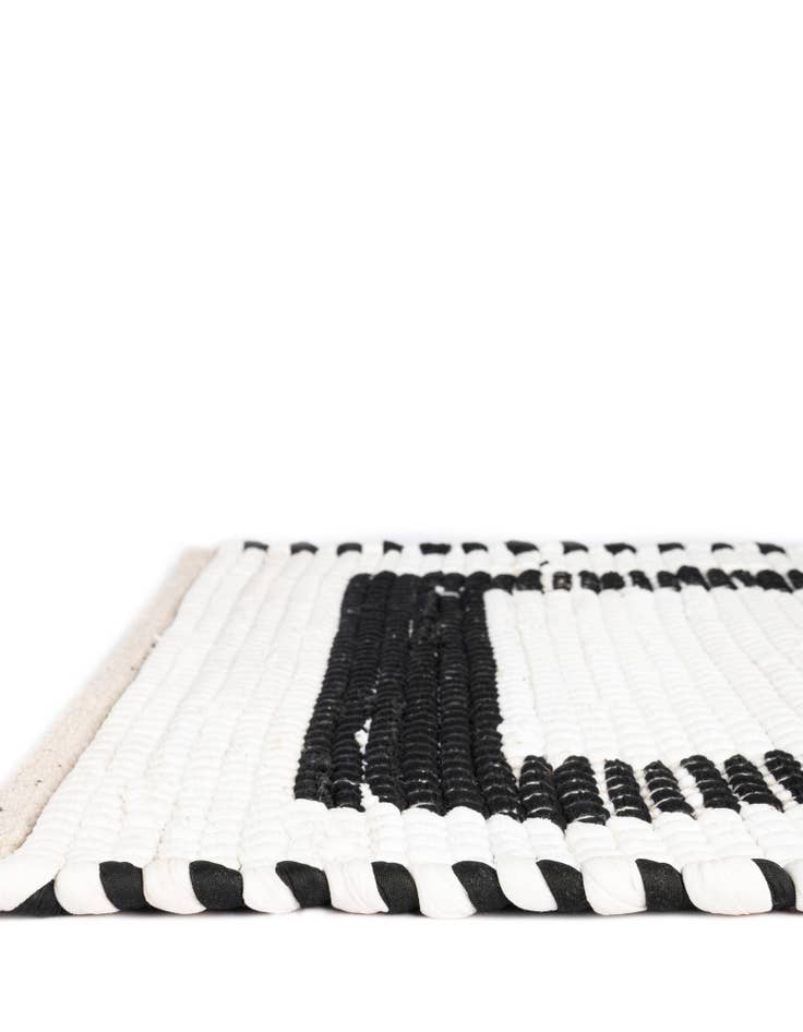 Detail image of Custom White and Black Hand Woven Chindi Jute Rug