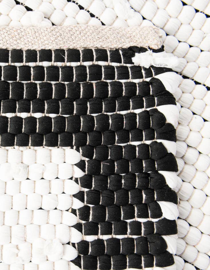 Detail image of Custom White and Black Hand Woven Chindi Jute Rug
