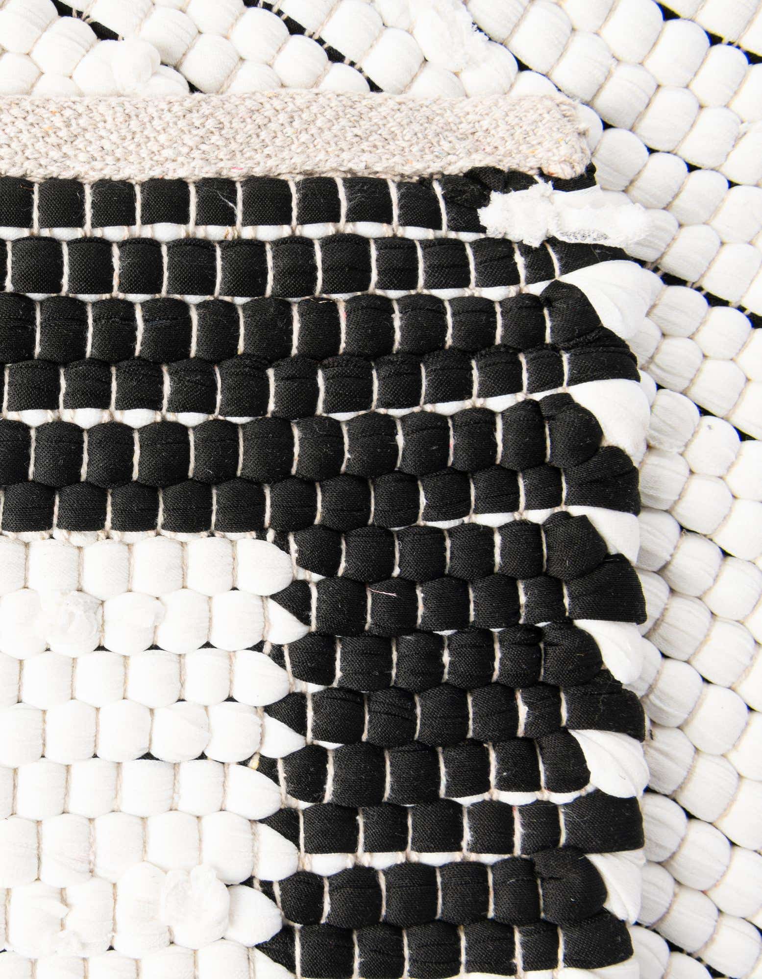 Custom White and Black Hand Woven Chindi Jute Rug