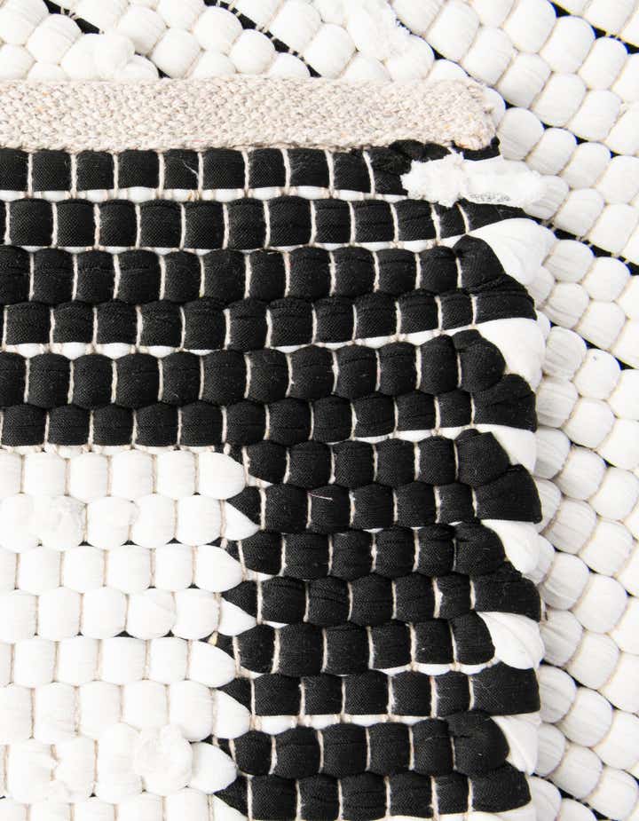 Custom White and Black Hand Woven Chindi Jute Rug