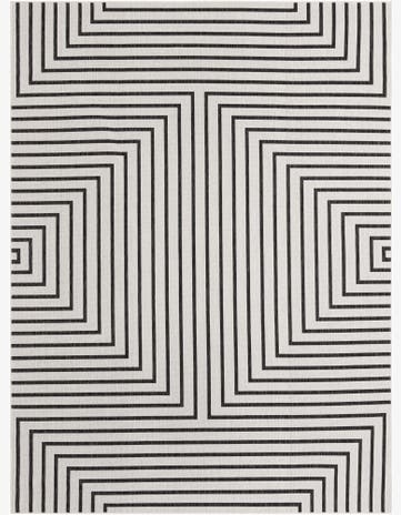 White and Black Easy-Clean Modern Indoor / Outdoor Rug
