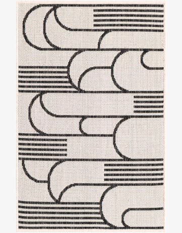 White and Black Easy-Clean Modern Indoor / Outdoor Rug