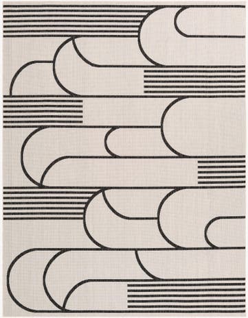 White and Black Easy-Clean Modern Indoor / Outdoor Rug