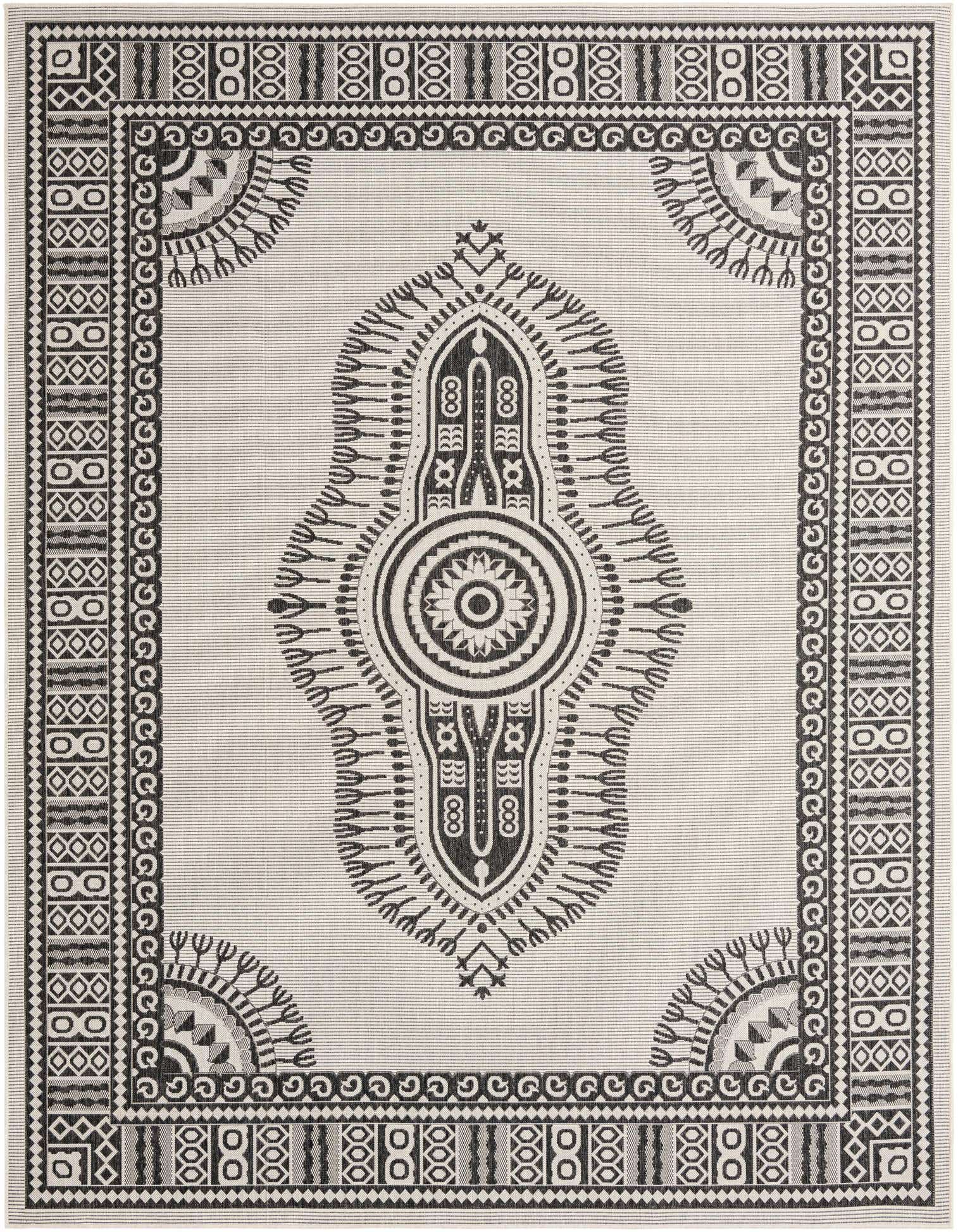 9' x 12' Easy-Clean Traditional Indoor / Outdoor Rug