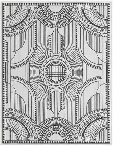 White and Black Easy-Clean Traditional Indoor / Outdoor Rug