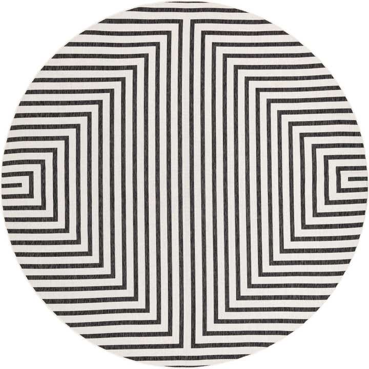 12' x 12' Easy-Clean Modern Indoor / Outdoor Round Rug