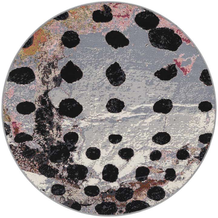 4' x 4' Easy-Clean Modern Indoor / Outdoor Round Rug