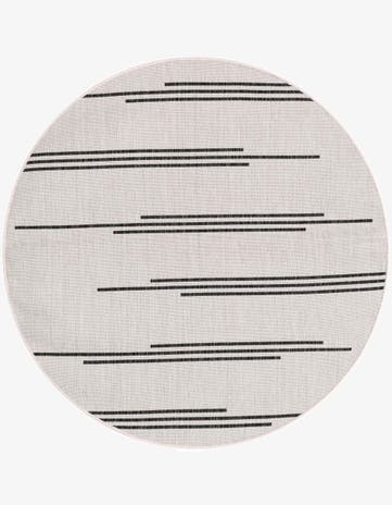 White and Black Easy-Clean Modern Indoor / Outdoor Round Rug