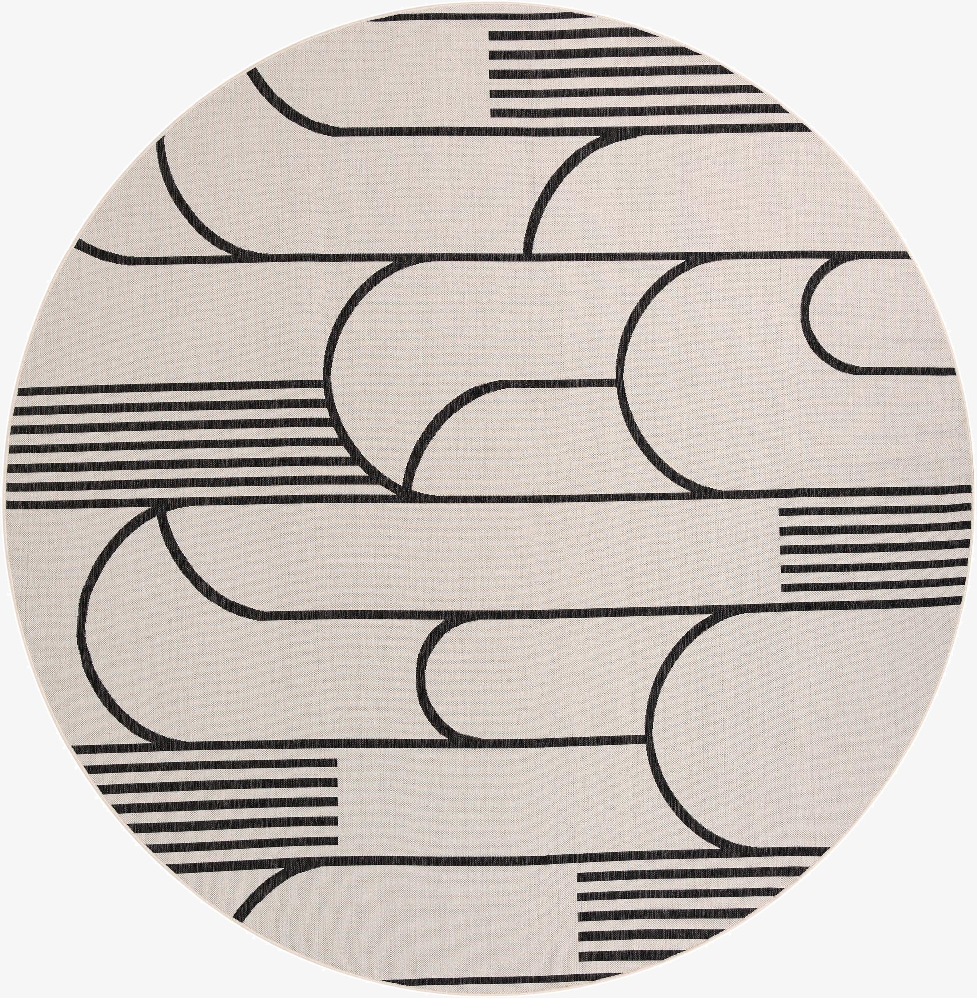 12' x 12'  Washable Modern Indoor / Outdoor Round Rug