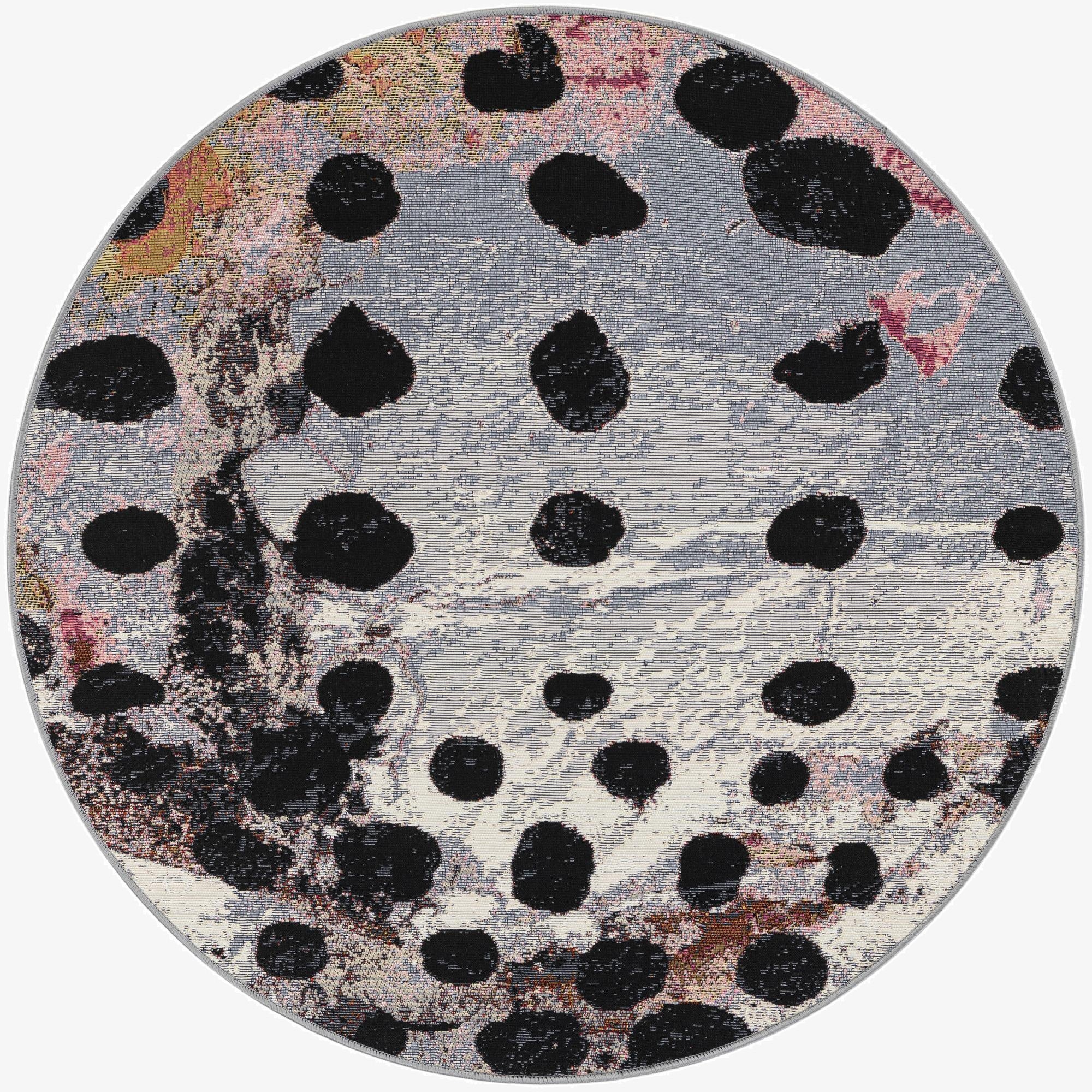 4' x 4'  Washable Modern Indoor / Outdoor Round Rug