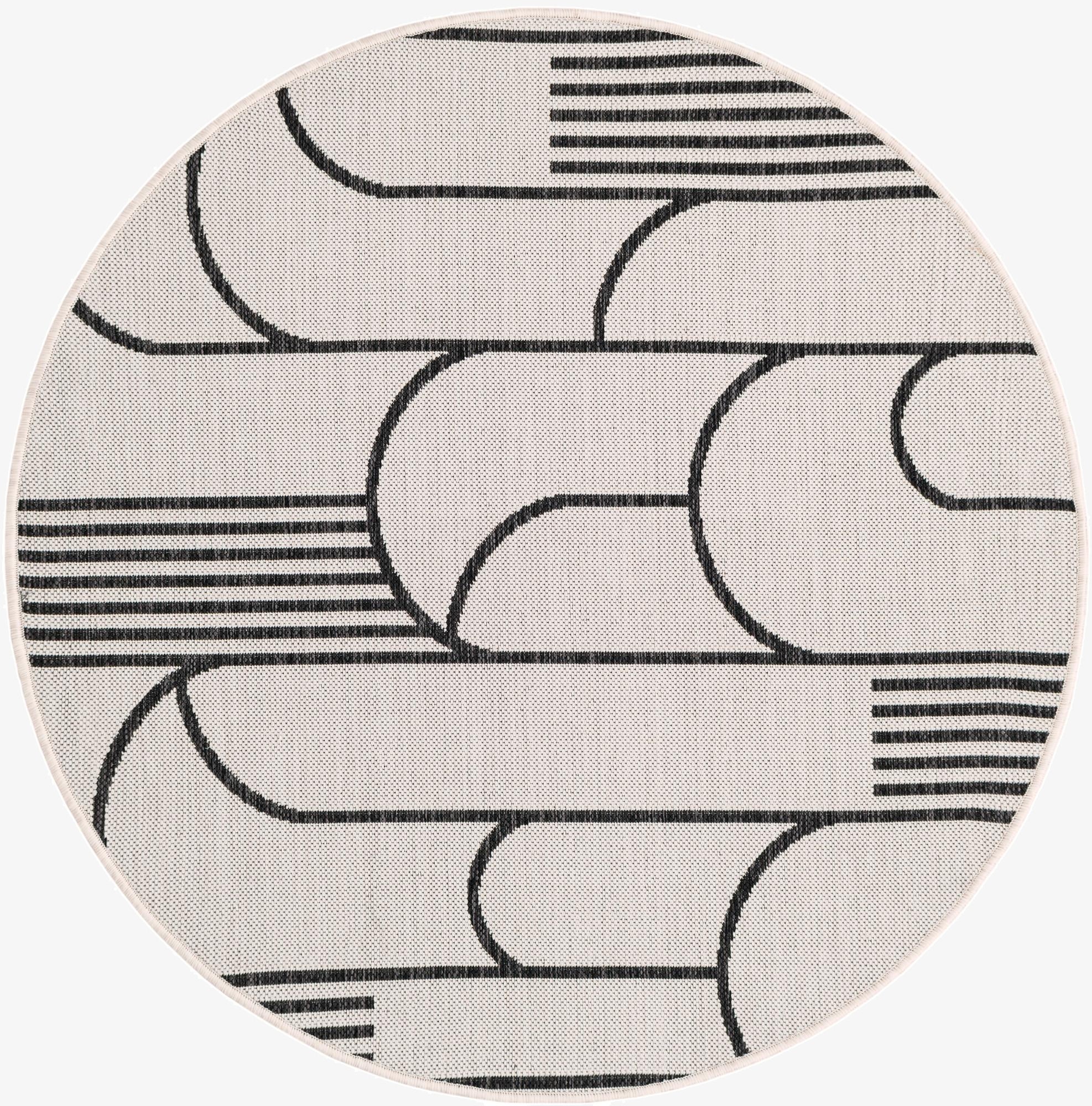 4' x 4'  Washable Modern Indoor / Outdoor Round Rug