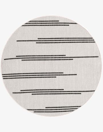 White and Black Easy-Clean Modern Indoor / Outdoor Round Rug