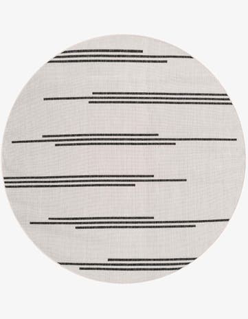 White and Black Easy-Clean Modern Indoor / Outdoor Round Rug