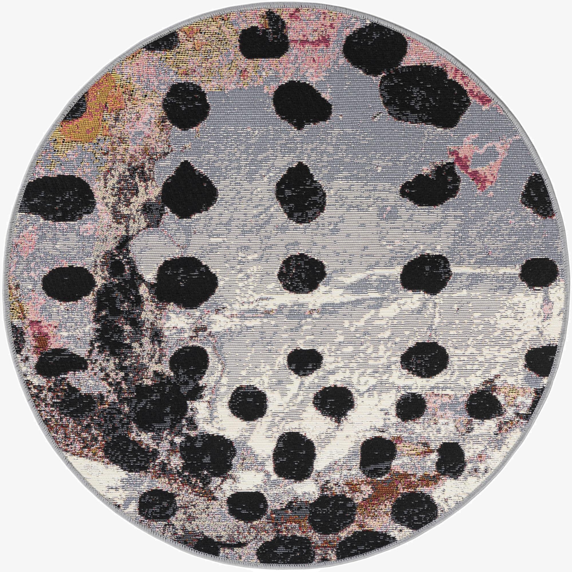 3' x 3'  Washable Modern Indoor / Outdoor Round Rug