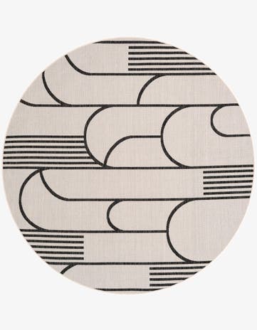 7' 10 x 7' 10 Easy-Clean Modern Indoor / Outdoor Round Rug