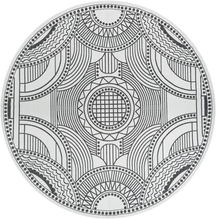 Detail image of 12' x 12' Easy-Clean Traditional Indoor / Outdoor Round Rug