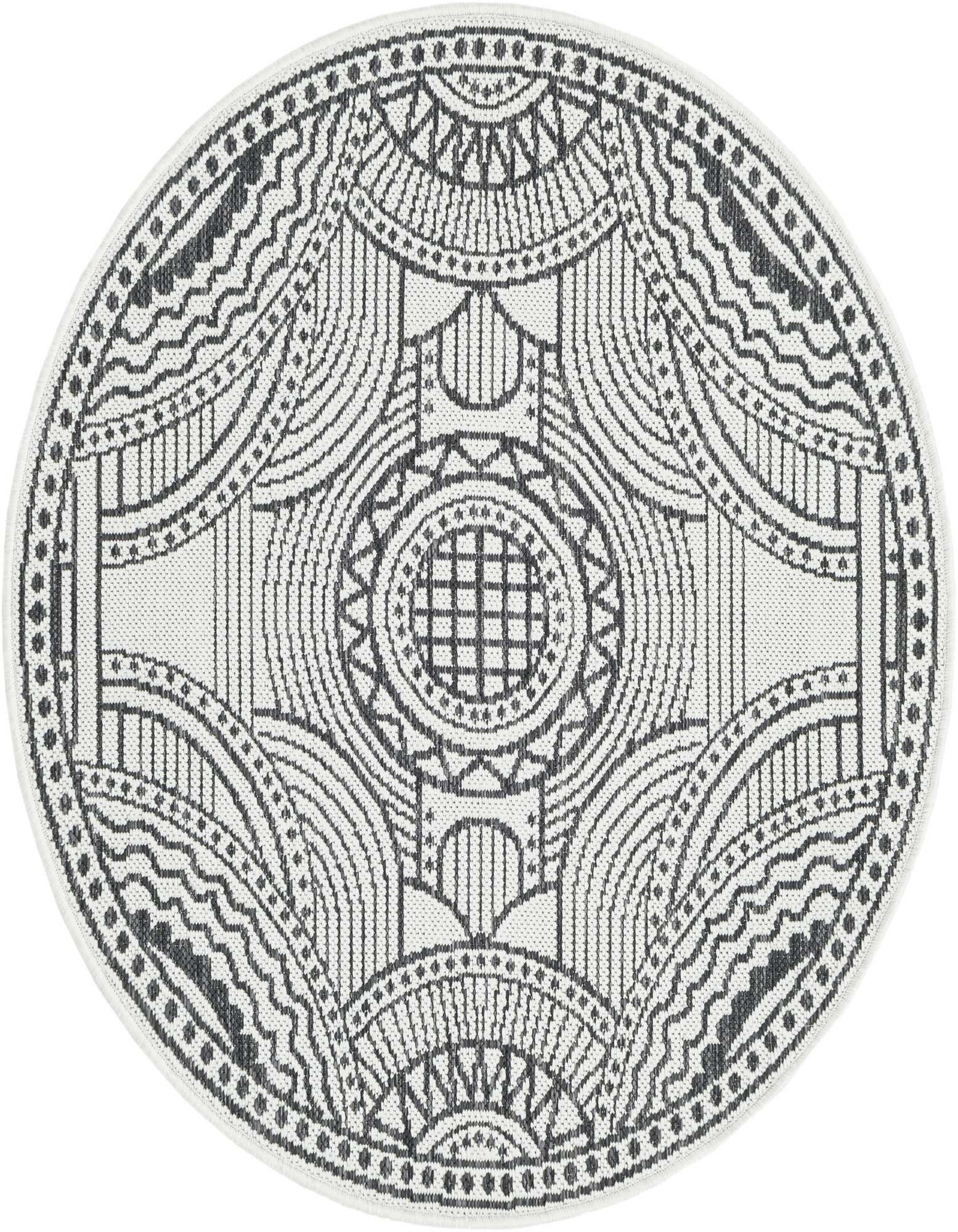 3' 1 x 3' 1 Easy-Clean Traditional Indoor / Outdoor Round Rug
