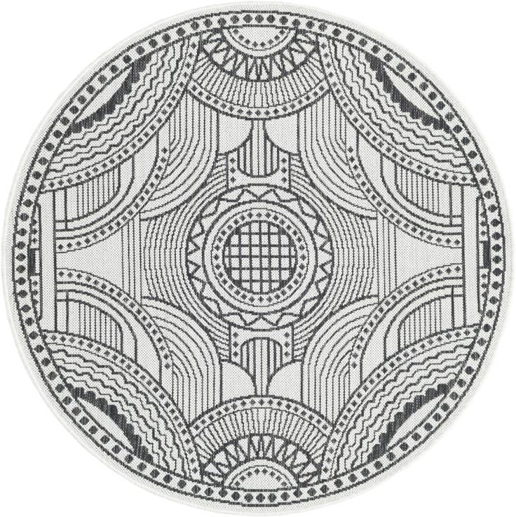 Detail image of 4' 1 x 4' 1 Easy-Clean Traditional Indoor / Outdoor Round Rug
