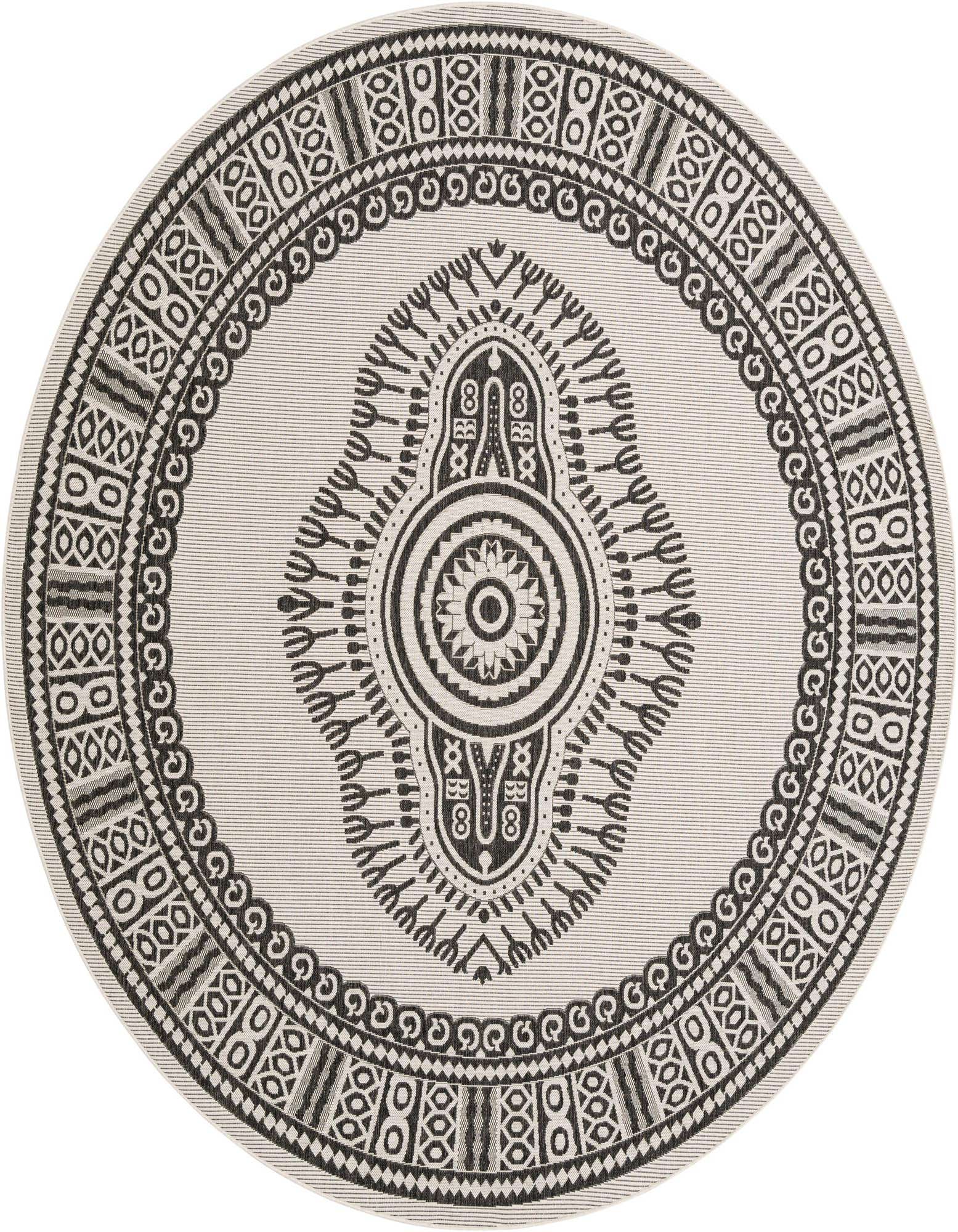 10' x 10' Easy-Clean Traditional Indoor / Outdoor Round Rug