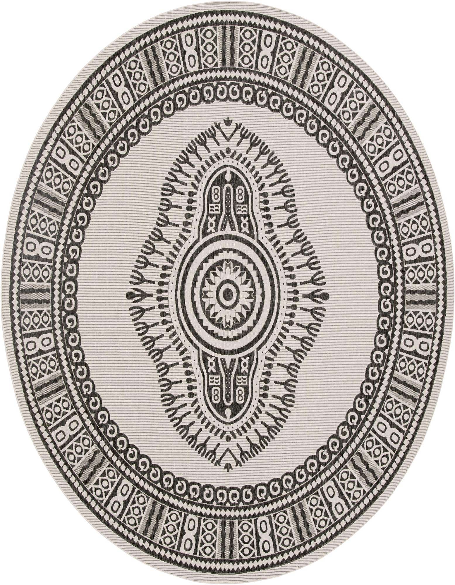 12' x 12' Easy-Clean Traditional Indoor / Outdoor Round Rug
