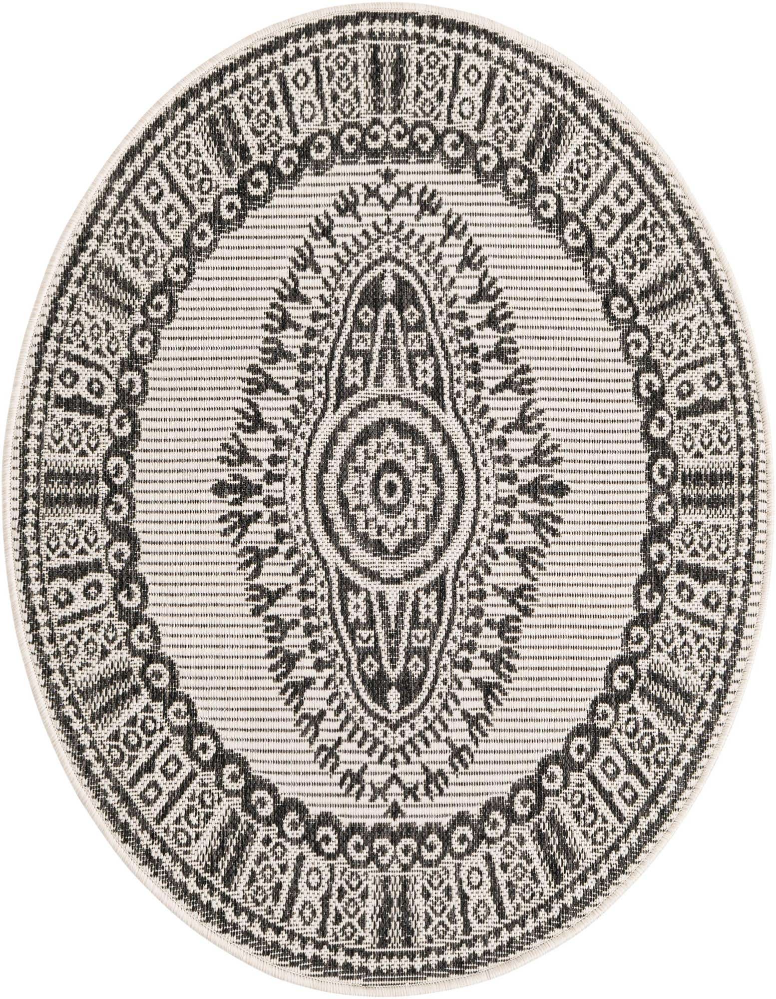 3' x 3' Easy-Clean Traditional Indoor / Outdoor Round Rug