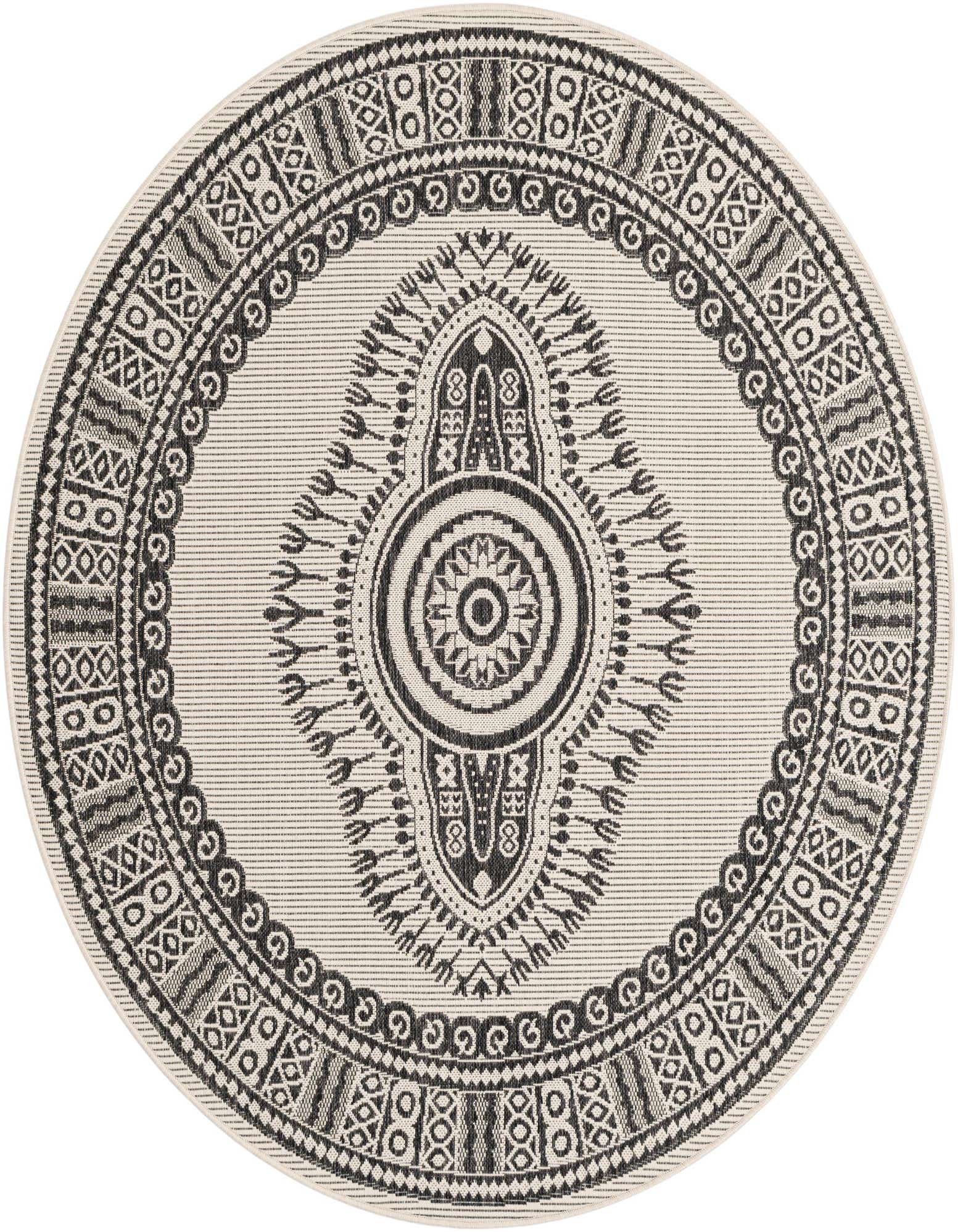 6' x 6' Easy-Clean Traditional Indoor / Outdoor Round Rug