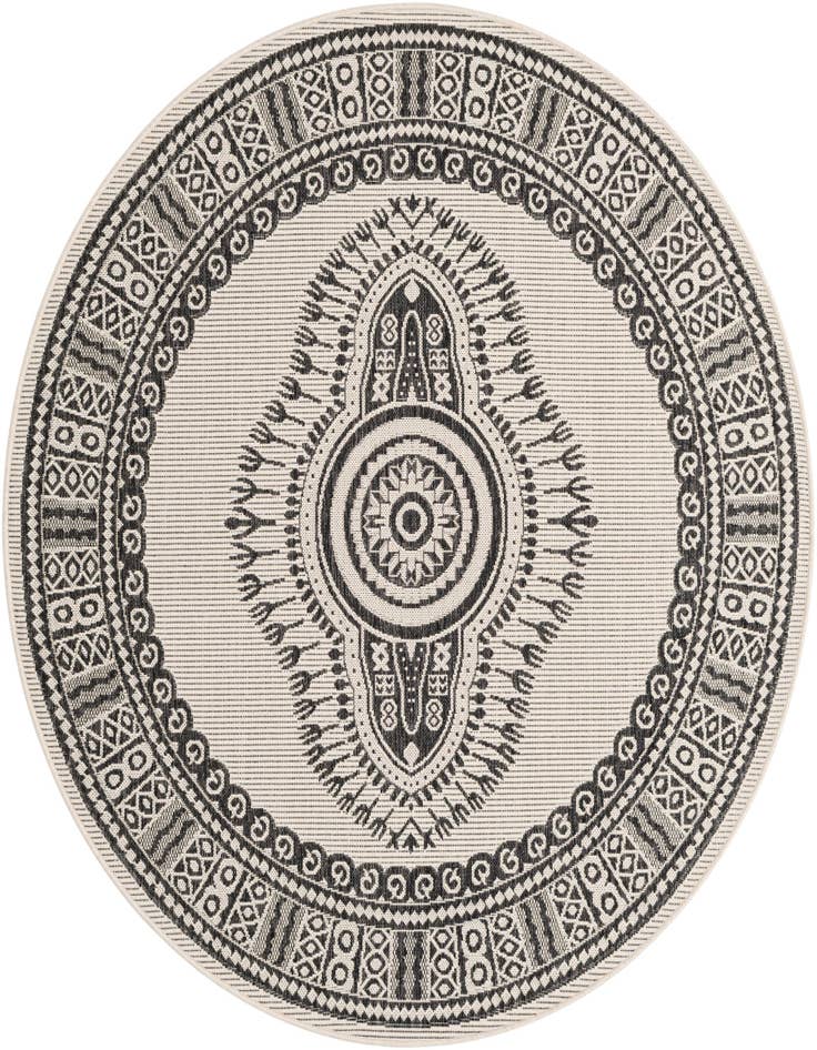 Detail image of 6' x 6' Easy-Clean Traditional Indoor / Outdoor Round Rug