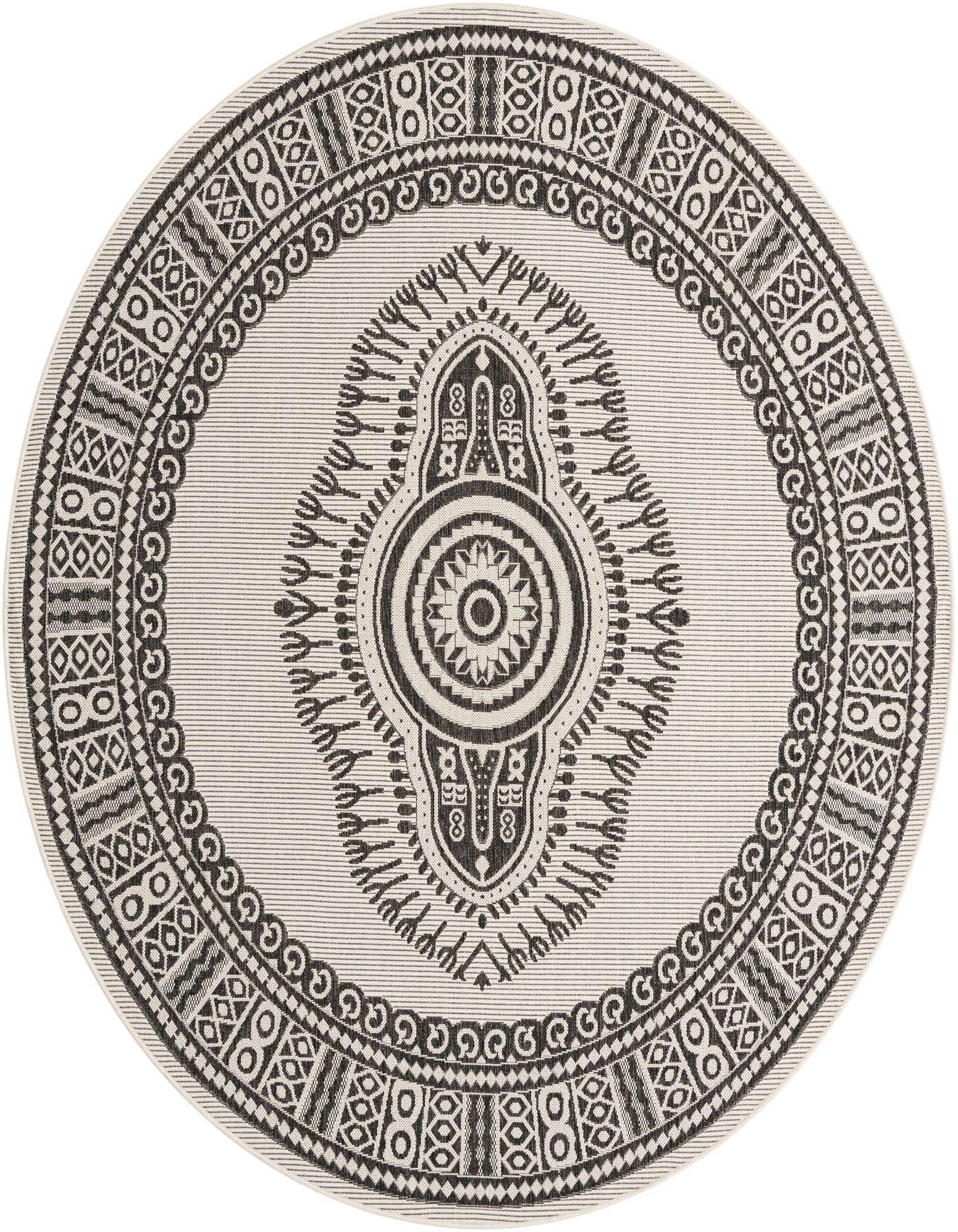 7' 10 x 7' 10 Easy-Clean Traditional Indoor / Outdoor Round Rug