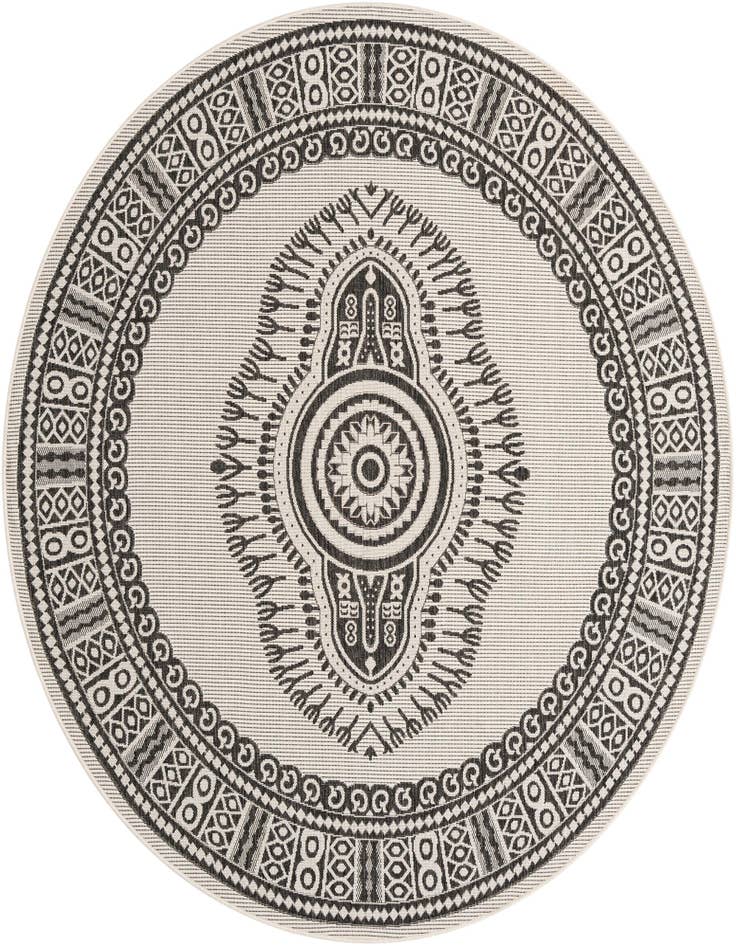 Detail image of 7' 10 x 7' 10 Easy-Clean Traditional Indoor / Outdoor Round Rug